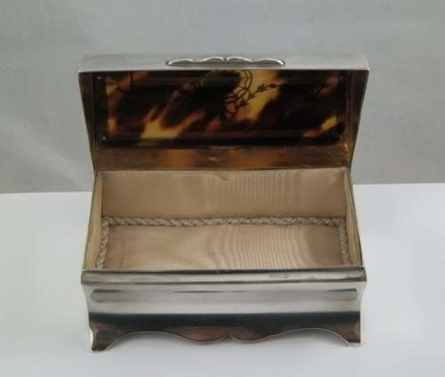 Edwardian silver tortoise shell jewellery box, London, Wm Comyns 1911