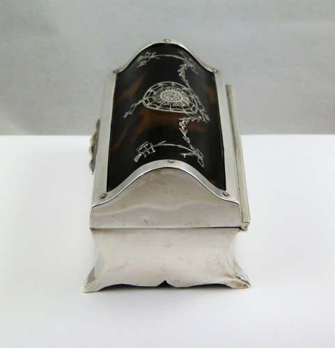Edwardian silver tortoise shell jewellery box, London, Wm Comyns 1911