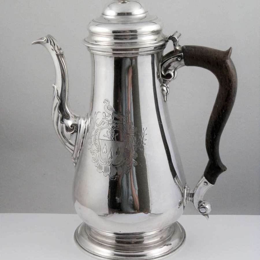 George II silver coffee pot, Thomas Moore II, London 1757