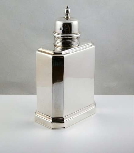 Georgian style silver tea caddy, Thomas Bradbury, Sheffield 1927