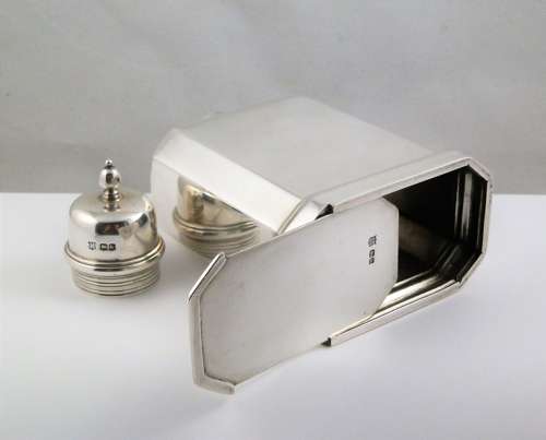 Georgian style silver tea caddy, Thomas Bradbury, Sheffield 1927