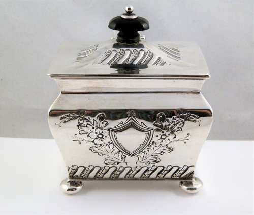 Victorian silver tea caddy by Henry Stratford, Sheffield 1894