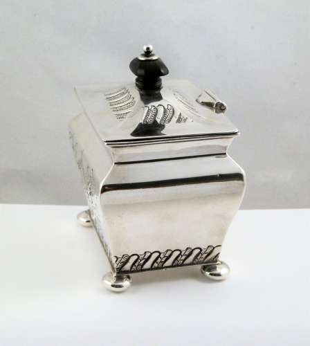Victorian silver tea caddy by Henry Stratford, Sheffield 1894