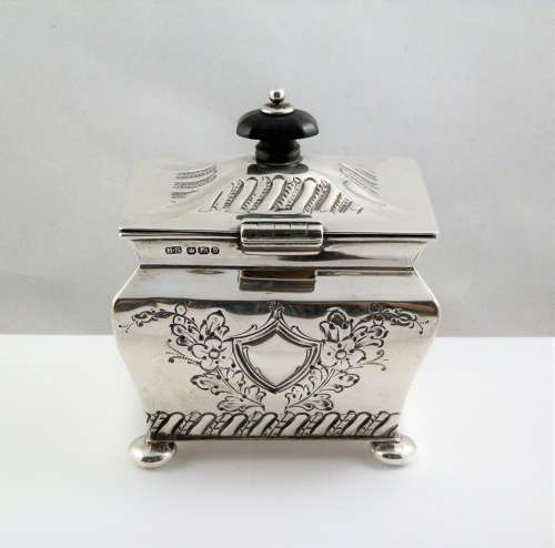 Victorian silver tea caddy by Henry Stratford, Sheffield 1894
