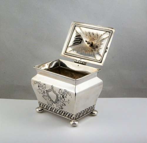 Victorian silver tea caddy by Henry Stratford, Sheffield 1894