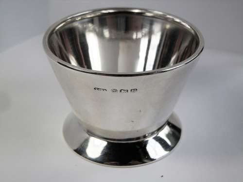 An Art Deco silver 2 piece tea strainer, Birmingham 1944