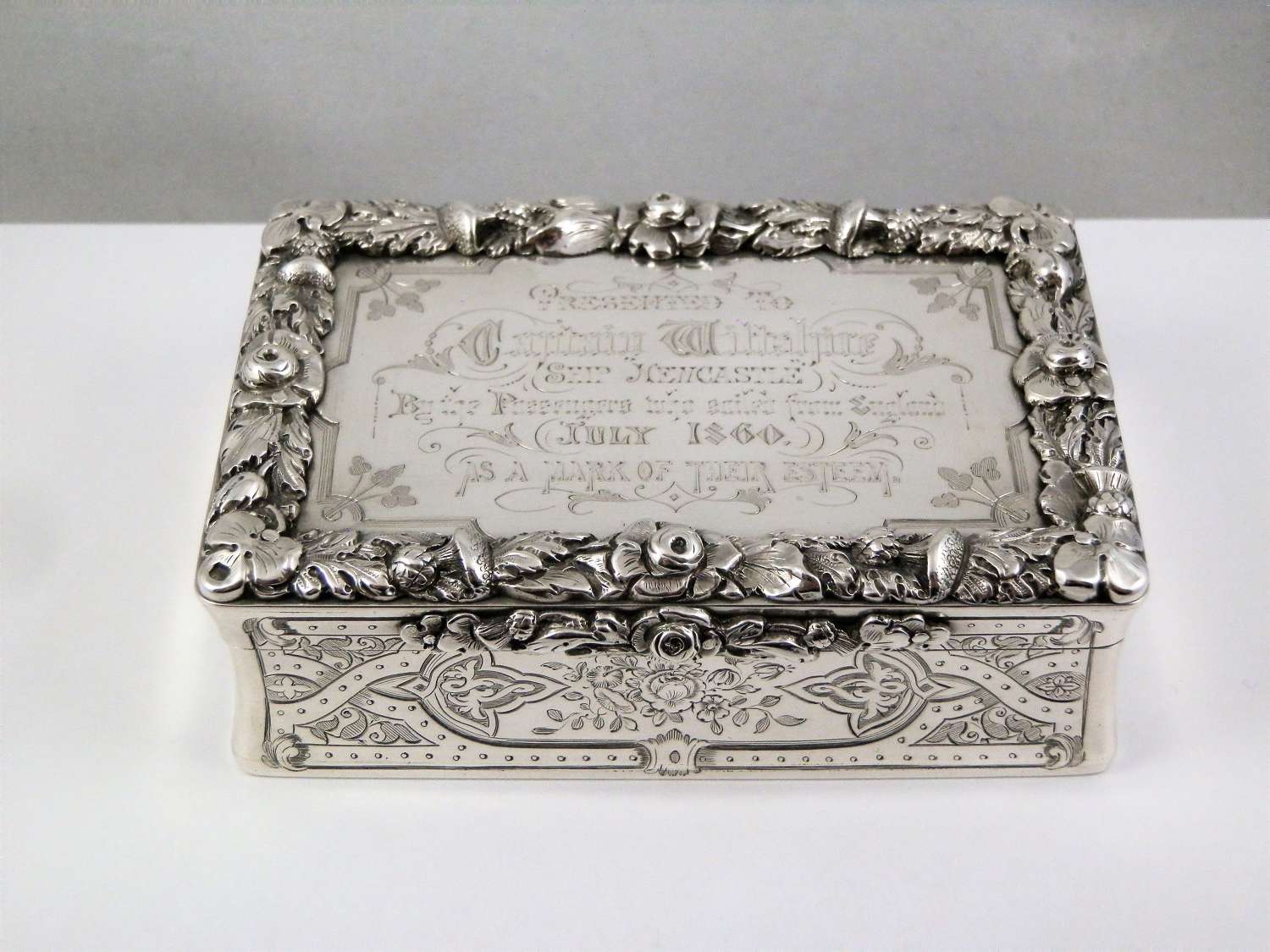 Large Victorian silver snuff box, Rawlings and Summers, London 1861