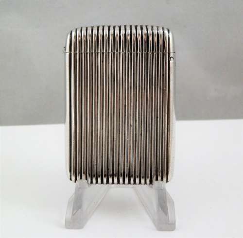 Victorian silver ribbed vesta case, Birmingham 1889