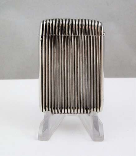 Victorian silver ribbed vesta case, Birmingham 1889