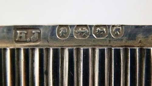 Victorian silver ribbed vesta case, Birmingham 1889