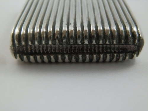 Victorian silver ribbed vesta case, Birmingham 1889