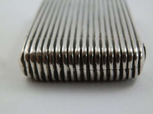 Victorian silver ribbed vesta case, Birmingham 1889