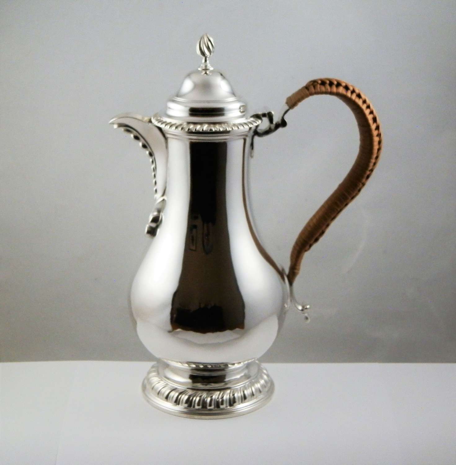 Victorian silver hot water or coffee pot, London 1895