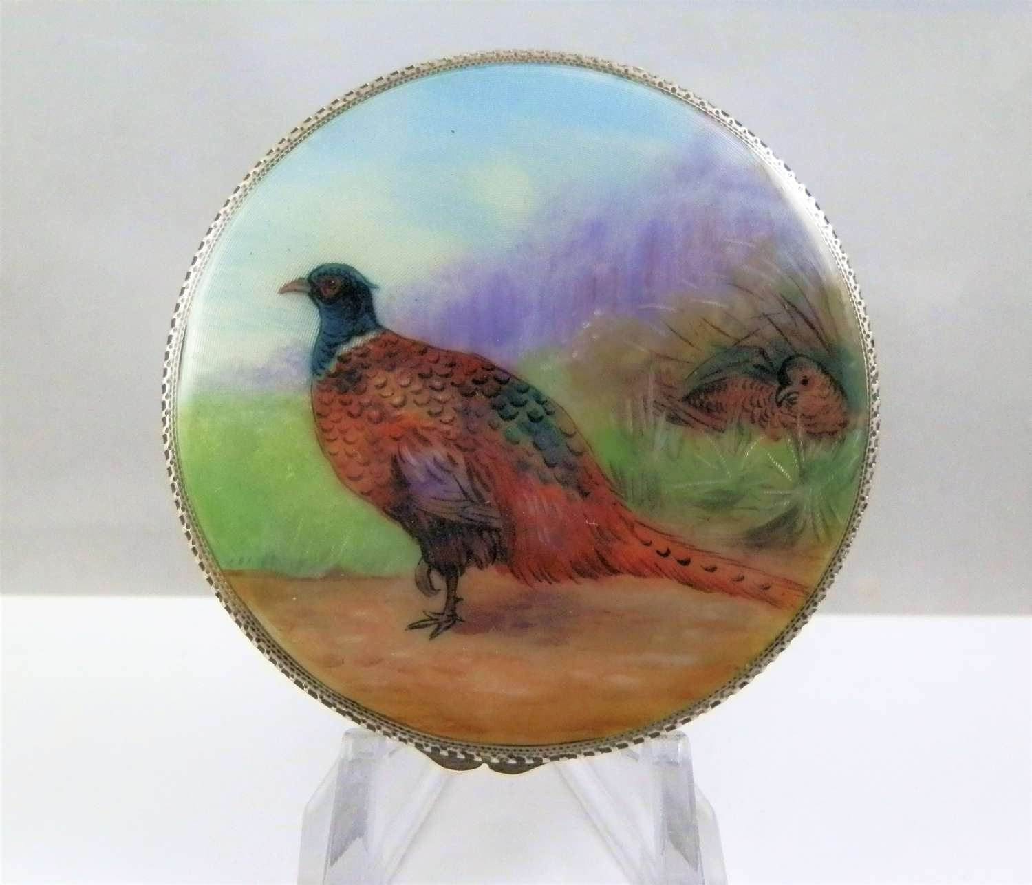 Austrian silver and enamel compact, imported London 1929