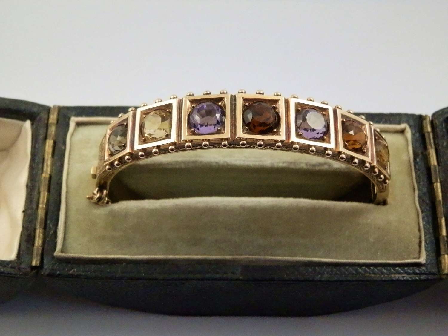 A Scottish gold and gem set bangle, Edinburgh c.1870