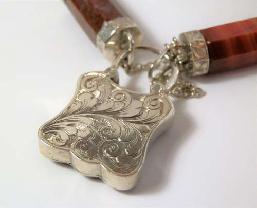 A Victorian Scottish silver and agate bracelet, c.1880