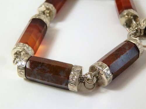 A Victorian Scottish silver and agate bracelet, c.1880