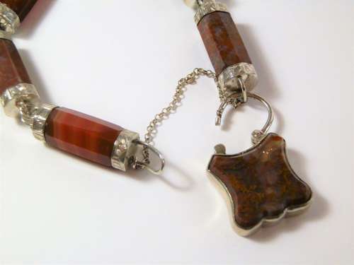 A Victorian Scottish silver and agate bracelet, c.1880