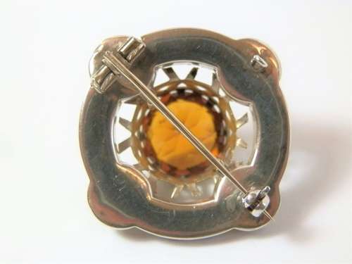 Victorian Scottish silver, agate and citrene brooch, c.1880