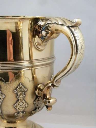 George II large silver gilt lidded cup, London 1748