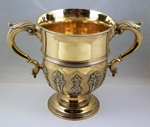 George II large silver gilt lidded cup, London 1748