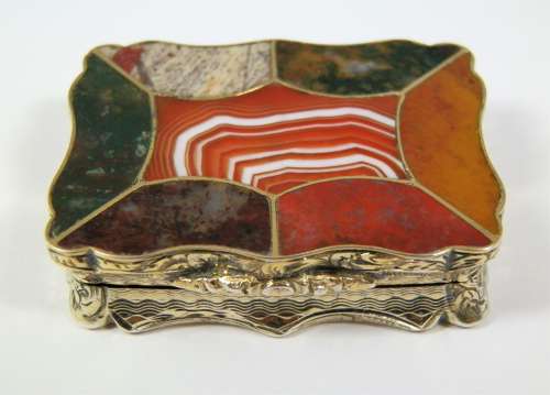 Victorian silver and agate vinaigrette, Nathaniel Mills 1852