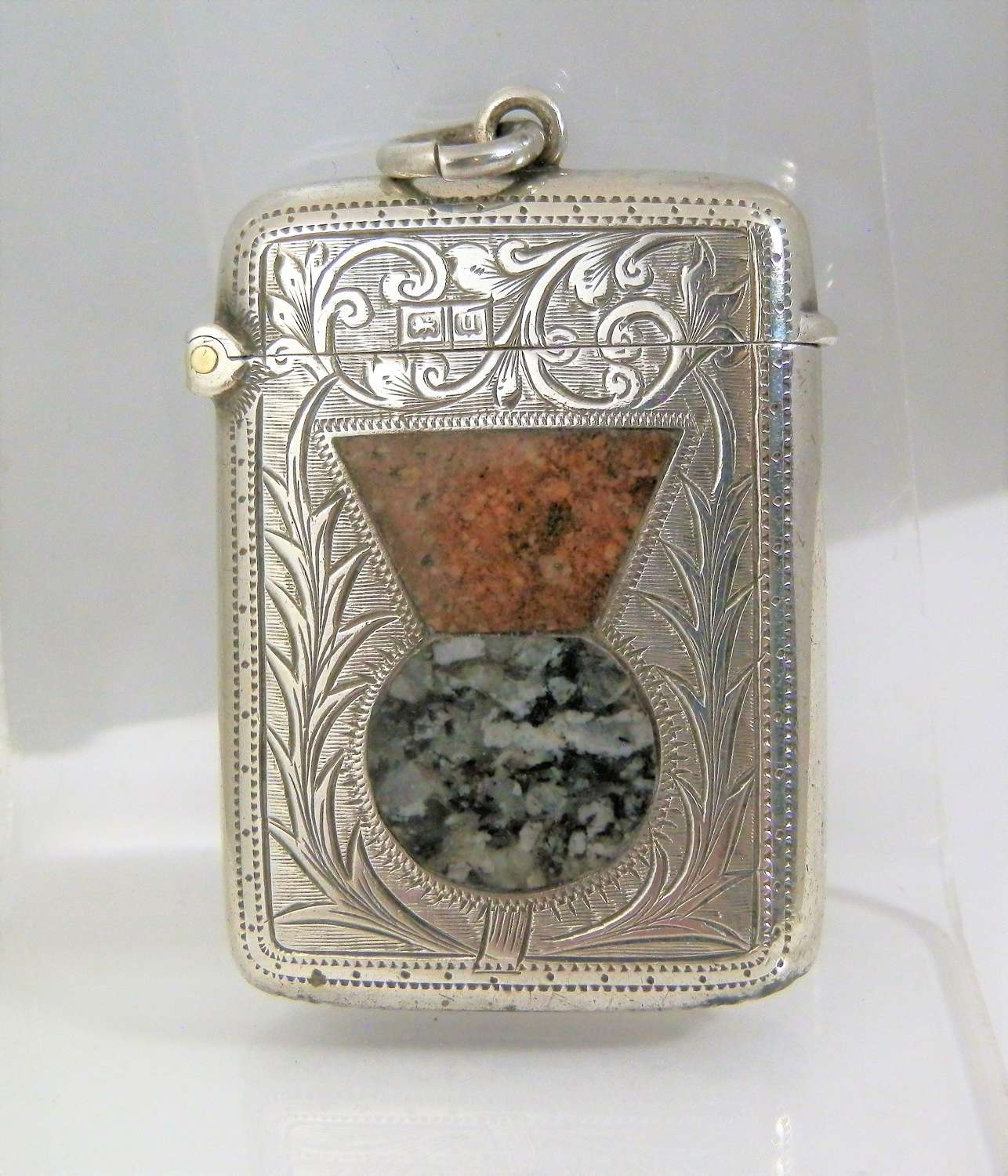A silver and granite vesta box, Birmingham 1919