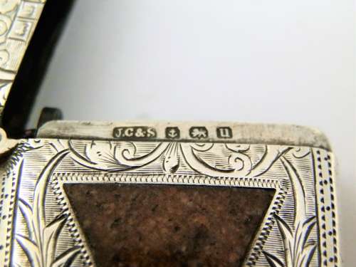 A silver and granite vesta box, Birmingham 1919