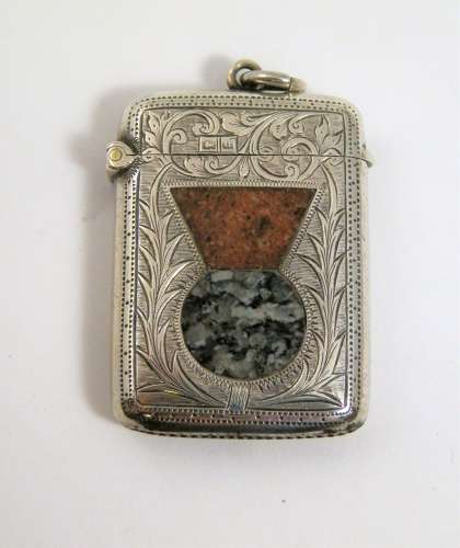A silver and granite vesta box, Birmingham 1919