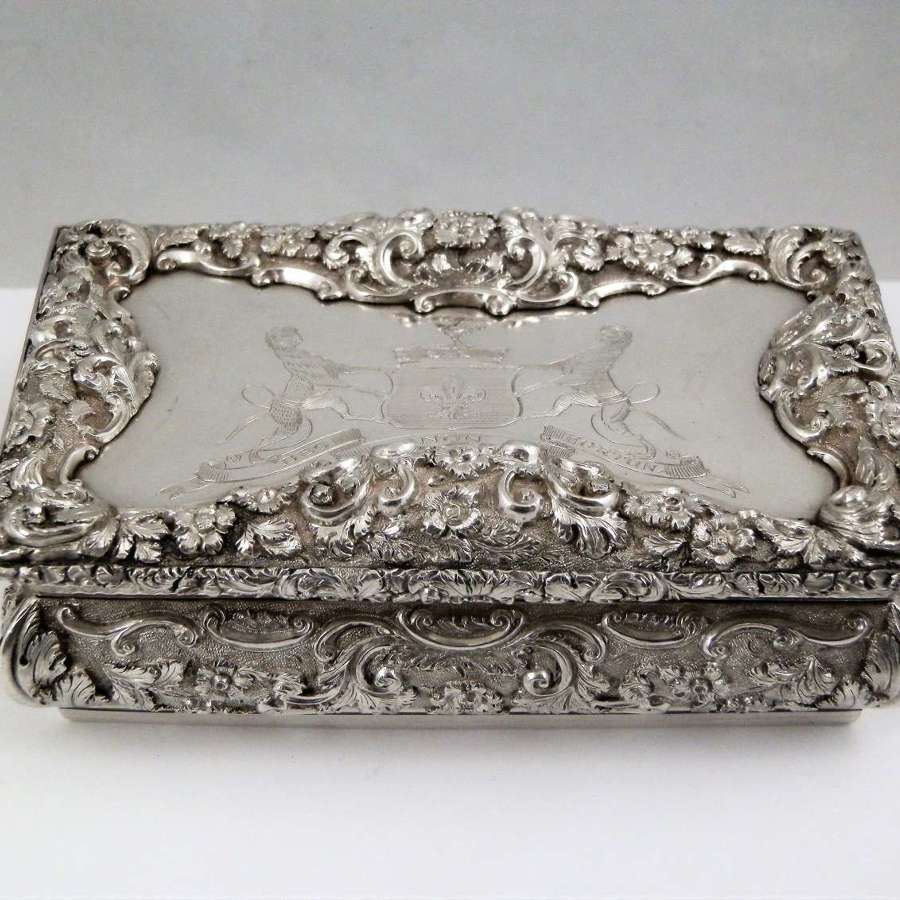 Large Victorian silver presentation table snuff box, Birmingham 1843