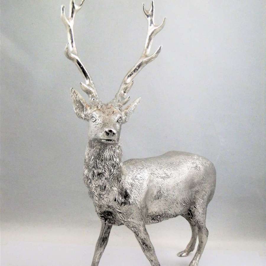 Large hallmarked silver stag, Sheffield 1987.
