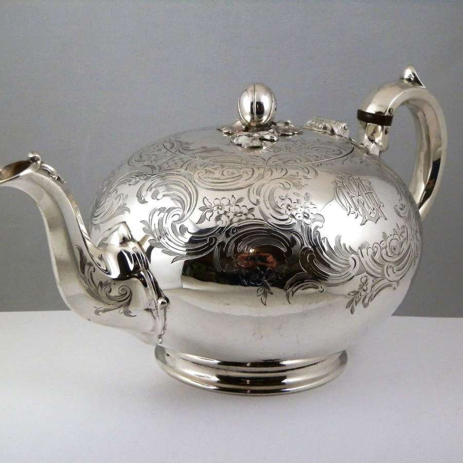 A large Victorian silver teapot, E&J Barnard, London 1857