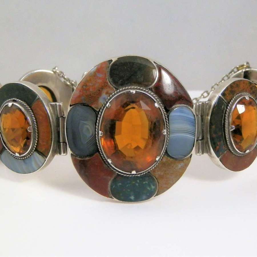 Scottish silver, agate and citrine bracelet, c1880