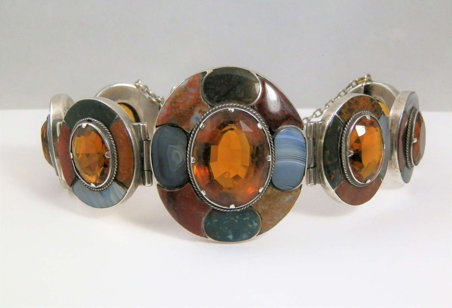 Scottish silver, agate and citrine bracelet, c1880