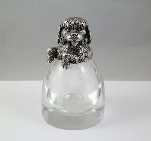 Victorian silver dog inkwell, London c.1880