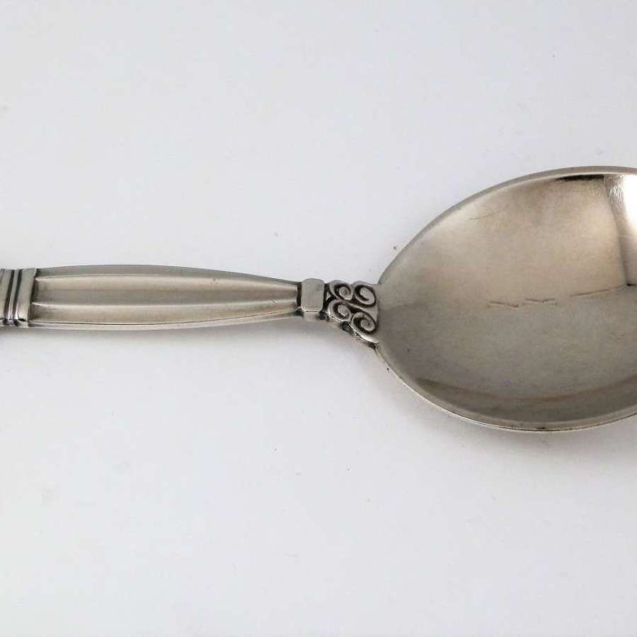 Georg Jensen silver acorn pattern caddy spoon, c.1938