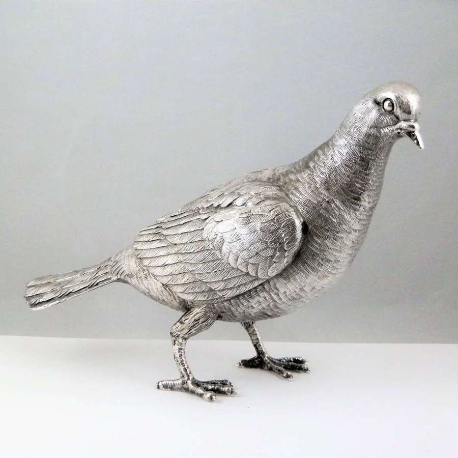 Silver model of a Pigeon, Italian  c.1960