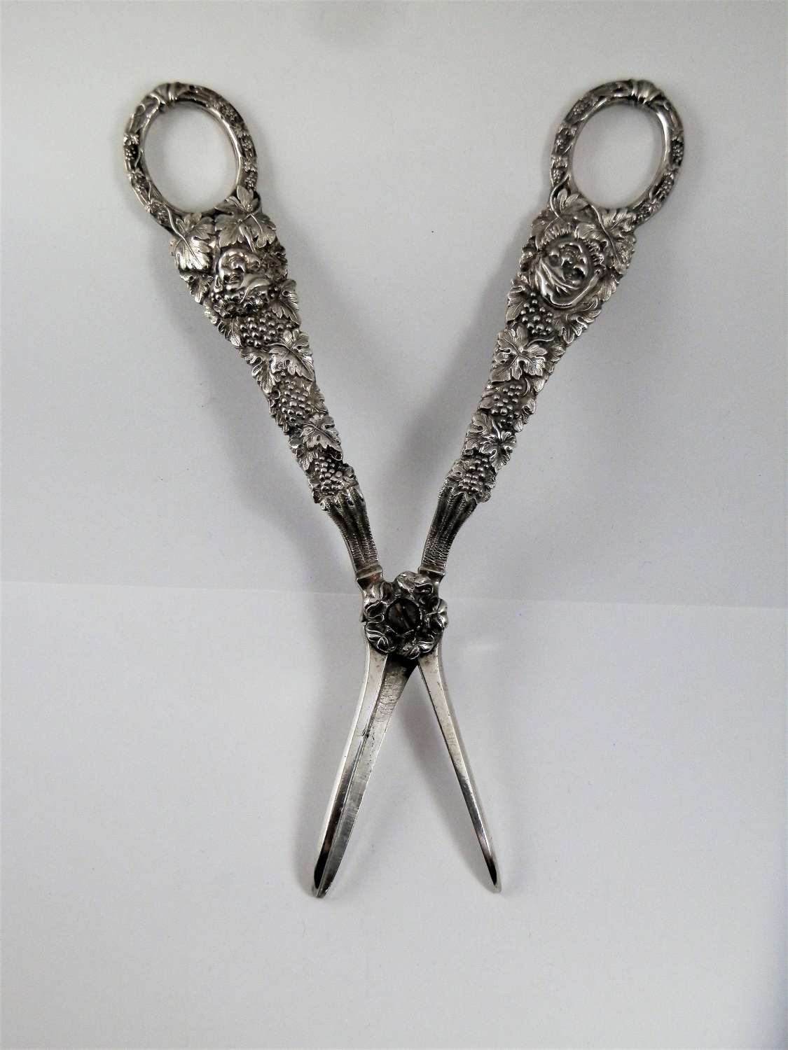 Pair of early Victorian silver grape scissors, London 1839