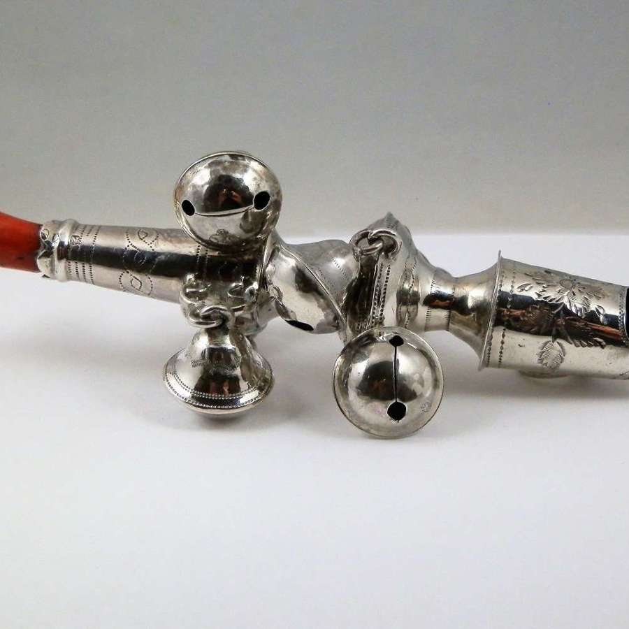 George III silver babies rattle, Bateman London 1808