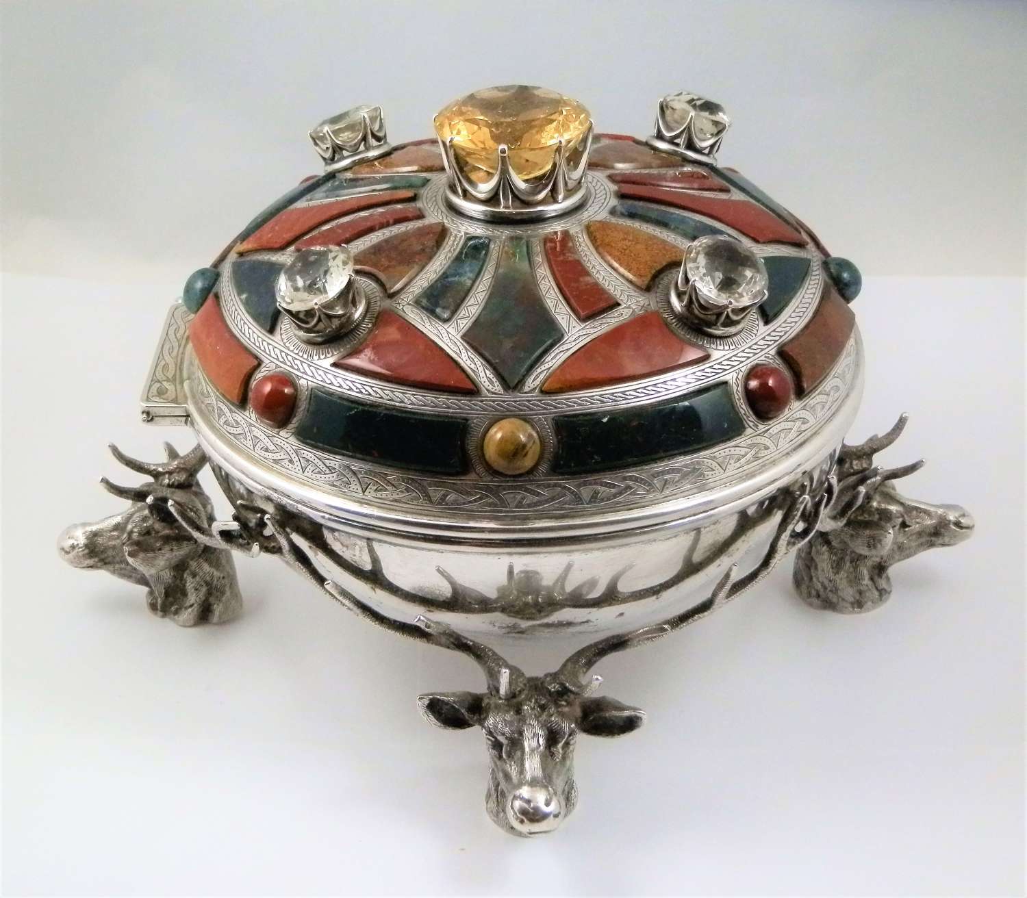 George V Scottish agate jewellery box, Edinburgh 1932