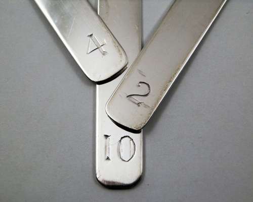 A set of 10 silver grouse shooting peg markers, Sheffield 2020