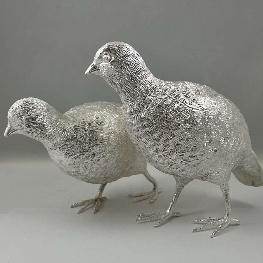Charles III pair of silver partridges, Sheffield 2023