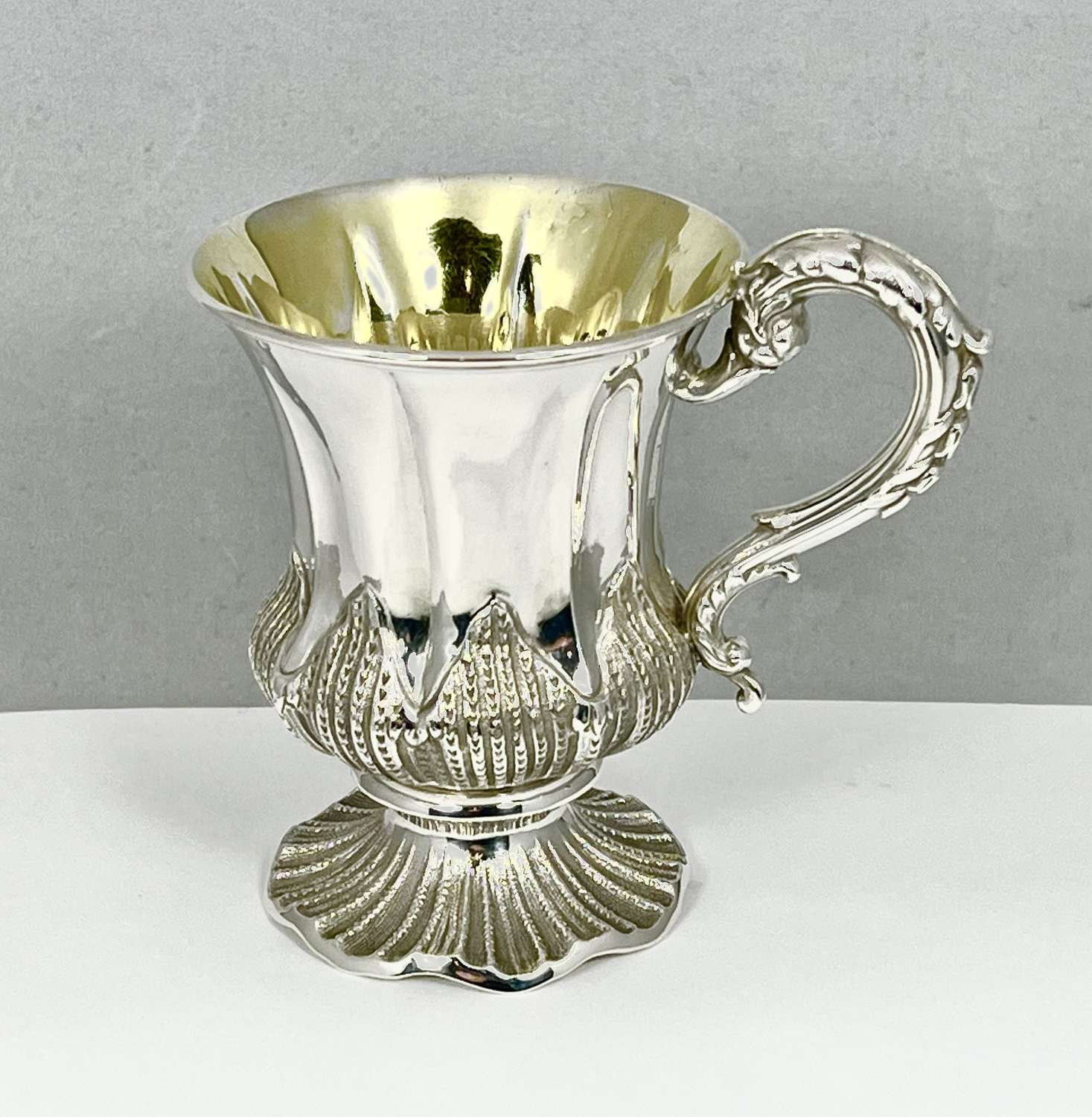 Victorian antique silver christening cup, Sheffield 1853