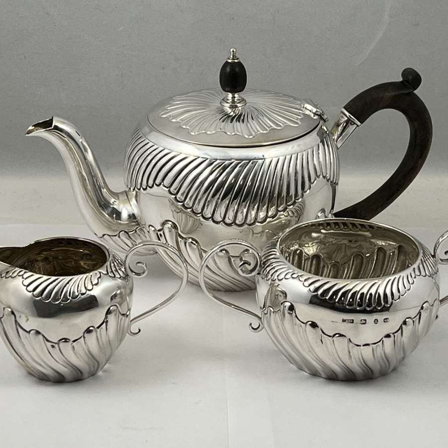 Victorian antique silver 3 piece tea set, Birmingham 1892
