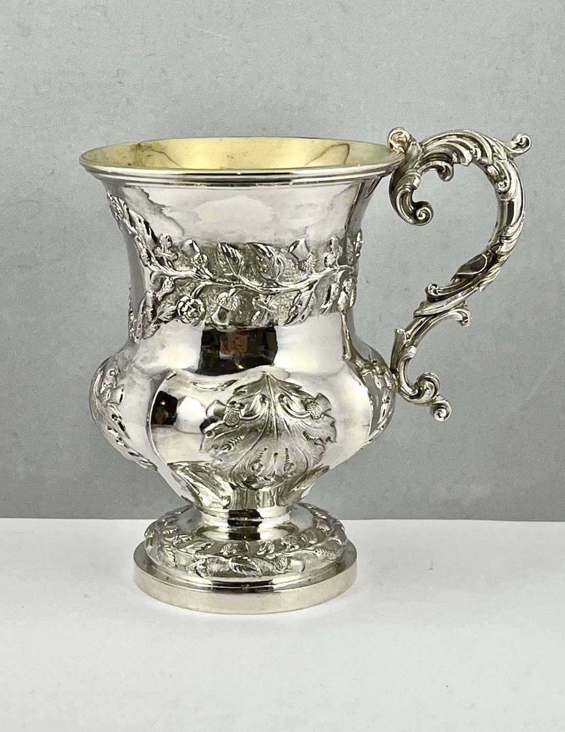 William IV style silver mug with Scottish decoration, c. 1900