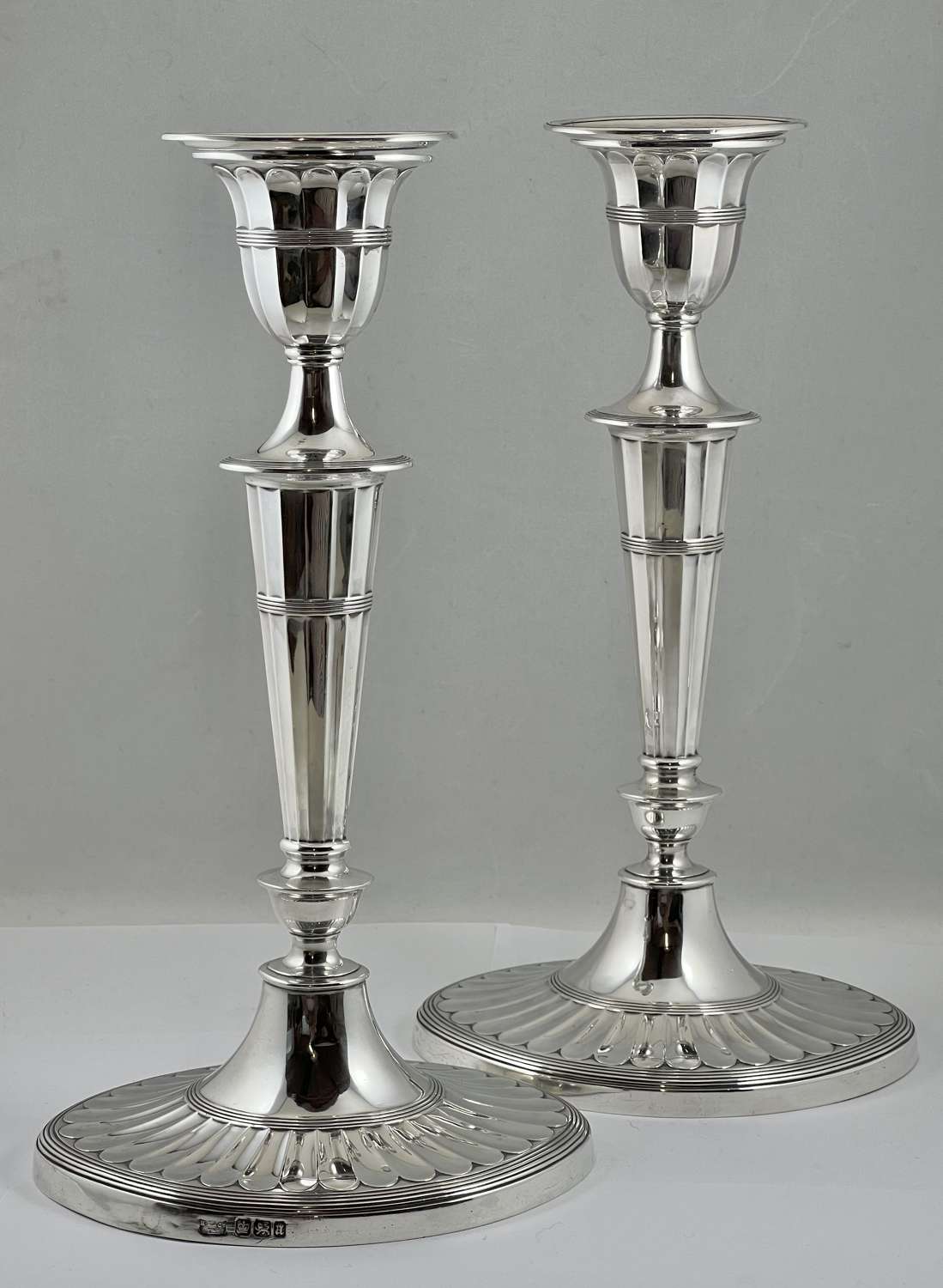 Pair of Victorian antique silver candlesticks, Sheffield 1893.
