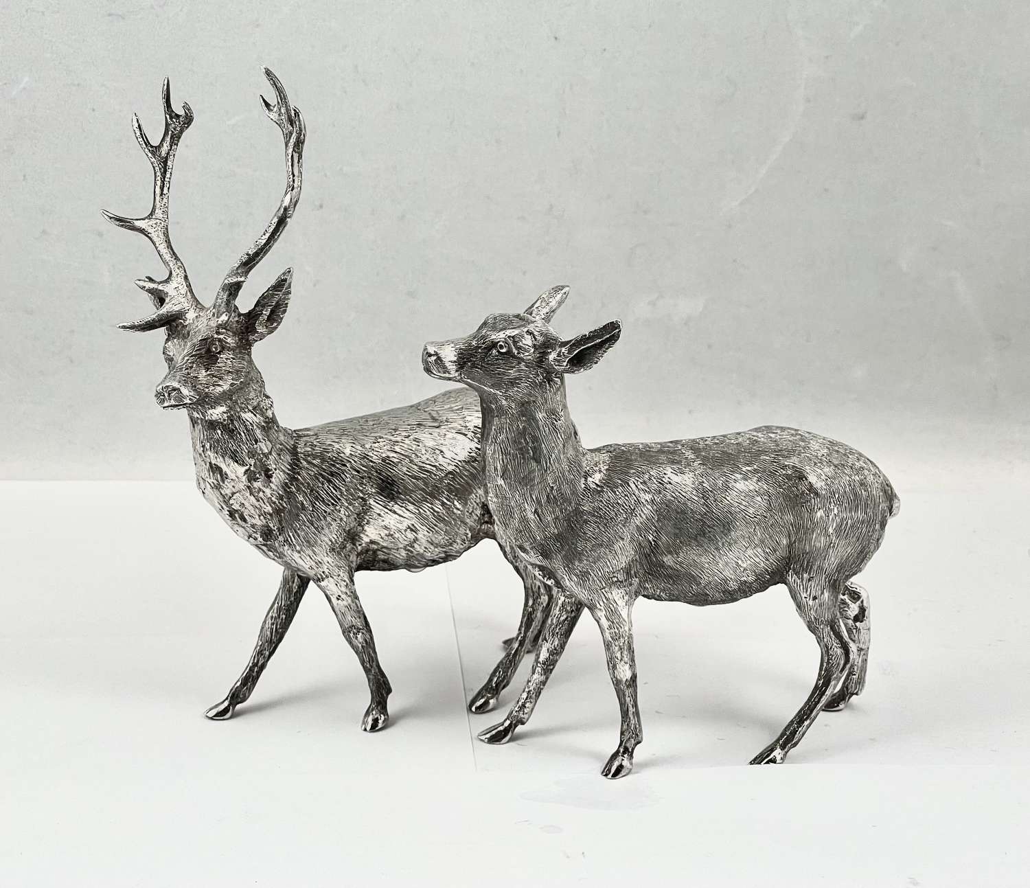 Elizabeth II silver red deer stag and hind, London 1970