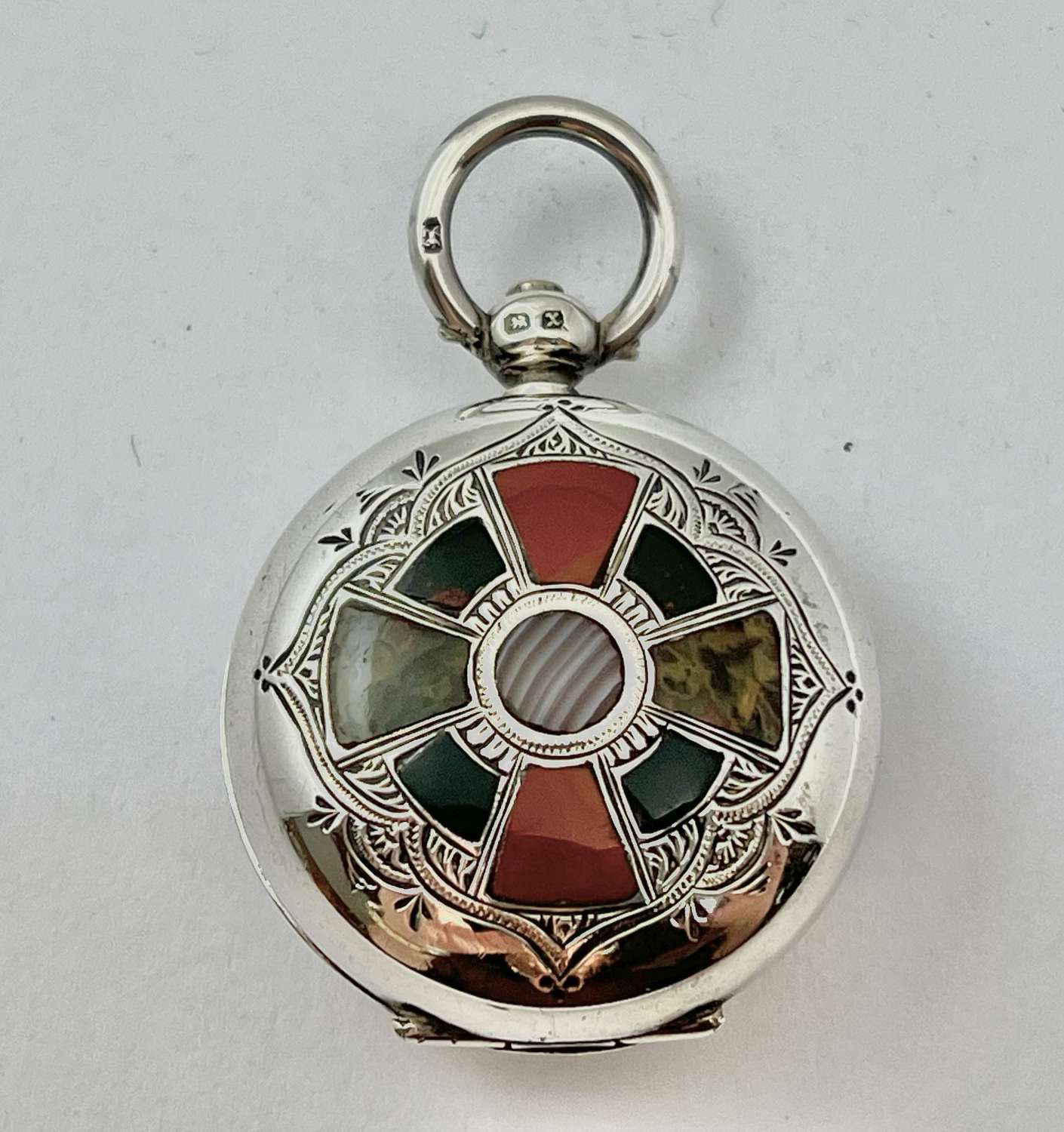 Antique Victorian silver and agate sovereign holder, 1897