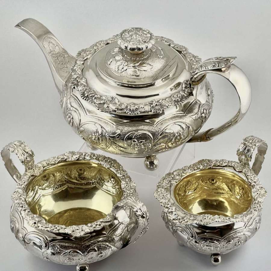 George IV 3 piece silver teaset. Jonathan Hayes London 1822