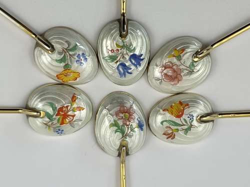 Elizabeth II cased set of gilt and enamelled coffee spoons, 1953